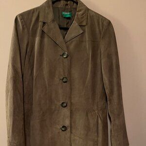 United Colors of Benetton Leather/Suede Coat Women's Size 36 with Pockets